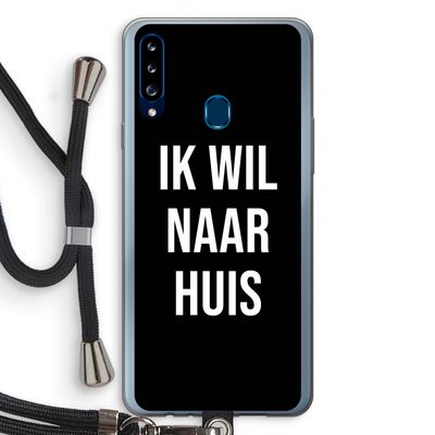 Ik wil naar huis - Zwart: Samsung Galaxy A20s Transparant Hoesje met koord
