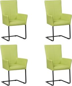 Set van 4 Felgroene leren industriële eetkamerstoelen Dare - poot vierkant zwart - Toledo Leer Lime (felgroen leer)