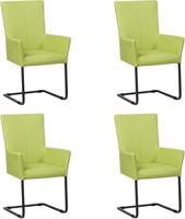 Set van 4 Felgroene leren industriële eetkamerstoelen Dare - poot vierkant zwart - Toledo Leer Lime (felgroen leer)