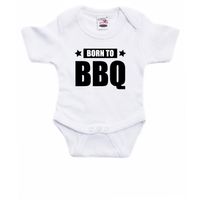 Born to BBQ cadeau baby rompertje wit jongen/meisje - thumbnail