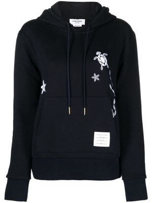 Thom Browne hoodie Nautical à motif brodé - Bleu