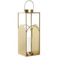 Metalen kaarsenhouder / lantaarn goud met glas 45 cm