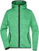 James & Nicholson JN588 Ladies´ Knitted Fleece Hoody - Green-Melange/Black - L