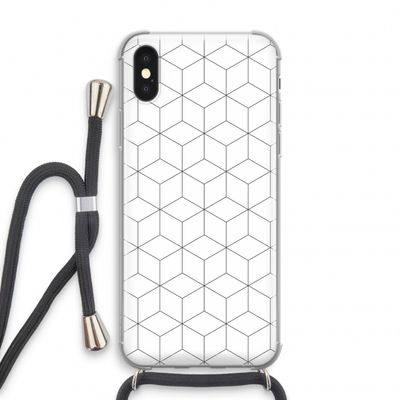 Zwart-witte kubussen: iPhone X Transparant Hoesje met koord