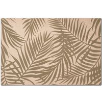 1x placemats palm bladeren print - linnen - 45 x 30 cm - beige/groen