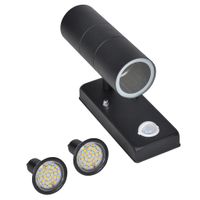 VidaXL Wandlamp met sensor LED cilindervormig RVS zwart - thumbnail