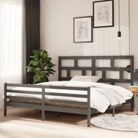 Bedframe massief grenenhout grijs 200x200 cm