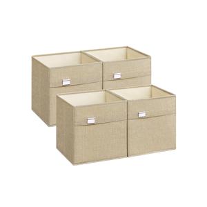 Opbergdozen set van 4 33 x 33 x 33 cm duifgrijs, Zandbeige / 30 x 30 x 30 cm