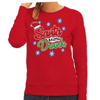 Foute kersttrui / sweater Santa is a little drunk rood dames - thumbnail