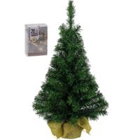 Mini kunst kerstboom - H45 cm - met kerstverlichting - warm wit - kunstboom