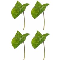 Bellatio Flowers & Plants Kunstplant - 4x - tak - bladgroen - Aronskelkblad - 53 cm