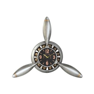Muurklok Home ESPRIT Gouden Zilverkleurig PVC Metaal Propellers Vintage 133 x 24 x 120 cm