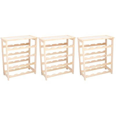 3x Houten wijnrekken/wijnflessenrekken met plank 55 cm