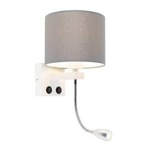 QAZQA Moderne wandlamp wit met grijze kap - Brescia