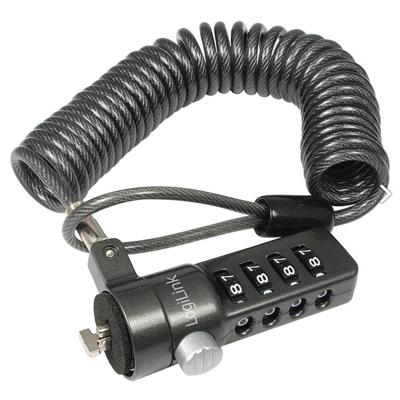 LogiLink PC/Notebook Combinatieslot (spiraalkabel), lengte 1,8m, zwart