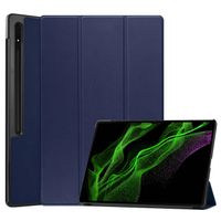 Basey Samsung Galaxy Tab S9 Ultra Hoesje Kunstleer Hoes Case Cover -Donkerblauw - thumbnail