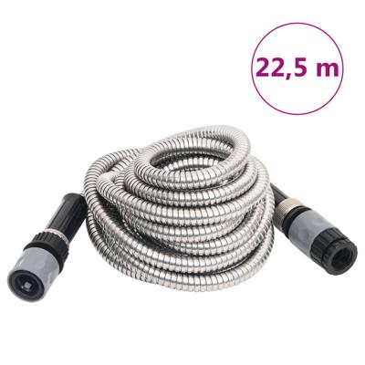VidaXL Tuinslang met sproeikop 0,6&apos;&apos; 22,5 m roestvrij staal zilver