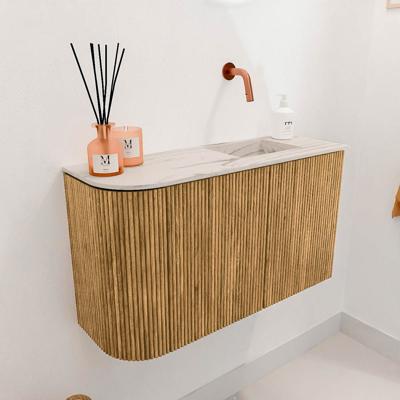 Toiletmeubel Mondiaz Joya Dlux | 71.6 cm | Meubelkleur Oak | Faye wastafel Nata Wasbak Rechts | Zonder kraangat(en)