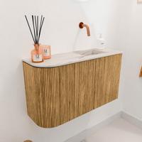 Toiletmeubel Mondiaz Joya Dlux | 71.6 cm | Meubelkleur Oak | Faye wastafel Nata Wasbak Rechts | Zonder kraangat(en)