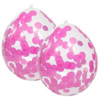 Feest ballonnen transparant met confetti - roze - 12x stuks - 30 cm - thumbnail