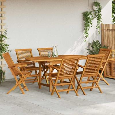 7-delige Tuinset massief teakhout