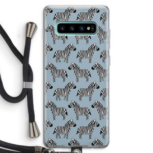 Zebra: Samsung Galaxy S10 Plus Transparant Hoesje met koord