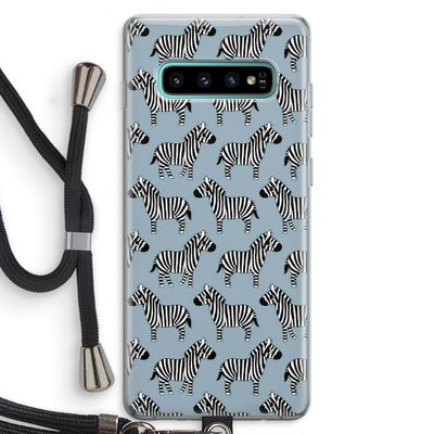 Zebra: Samsung Galaxy S10 Plus Transparant Hoesje met koord