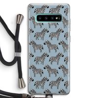 Zebra: Samsung Galaxy S10 Plus Transparant Hoesje met koord