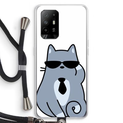 Cool cat: Oppo A95 5G Transparant Hoesje met koord