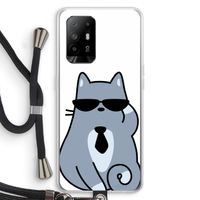 Cool cat: Oppo A95 5G Transparant Hoesje met koord Cool cat: Oppo A95 5G Transparant Hoesje met koord