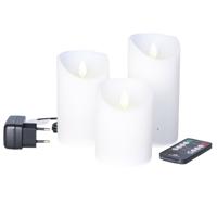Anna's Collection Stompkaarsen - 3x st - wit - oplaadstation - LED kaarsen