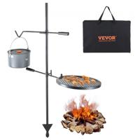 VEVOR Rotisserie roterende grill staal 360 x 360 mm houtskoolgrill dubbellaags kookrooster grillrek 6 kg laadvermogen 300 ℃ vrijstaand spit gebraad BBQ grillwagen barbecue buiten