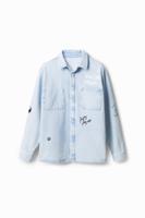 Overshirt met denimprint - BLUE - L - thumbnail