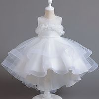 Kinderen Voor meisjes Feestjurk Effen Kleur Mouwloos Bruiloft Speciale gelegenheden Vetoketju Aanbiddelijk Zoet Katoen Polyester Asymmetrisch Feestjurk Zomer Lente Herfst 4-13 jaar Wit Blozend Roze Lightinthebox