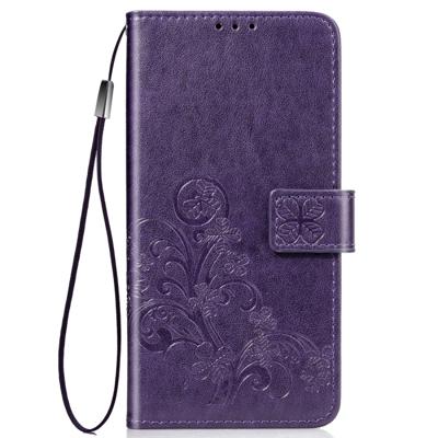 Vier blad clasp reliëf Buckle mobiele telefoon bescherming lederen draagtas met Lanyard & Card slot & portemonnee & beugel functie voor Xiaomi CC9e (