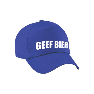 Geef bier tekst petje - blauw - drank - dames en heren - baseball cap - carnaval - foute party
