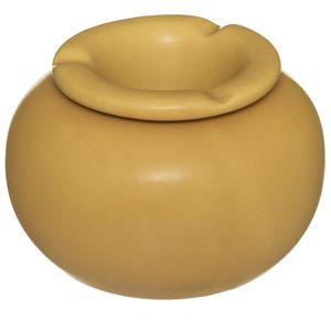 Terras asbak/stormasbak rond keramiek 13 x 9 cm geel - Asbakken