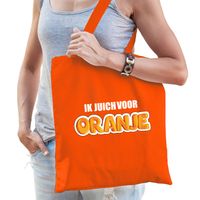 Ik juich voor ORANJE supporter tas oranje voor dames en heren - EK/ WK voetbal / Koningsdag - Feest Boodschappentassen - thumbnail