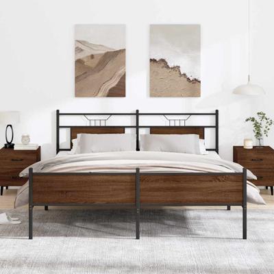 Bedframe zonder matras metaal bruin eikenkleurig 160x200 cm
