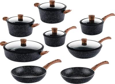 Westinghouse Pannenset Marble Wood - complete pannenset - inductie en alle andere warmtebronnen - 8 Delig