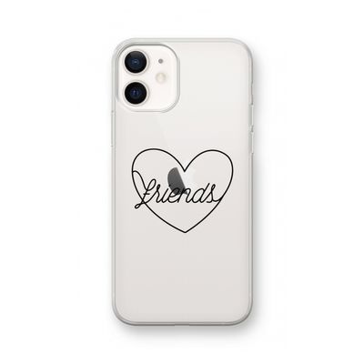 Friends heart black: iPhone 12 Transparant Hoesje