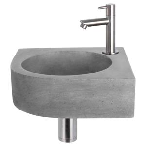Differnz Cleo fonteinset beton donkergrijs - kraan recht - 31.5 x 31.5 x 10 cm - mat chroom