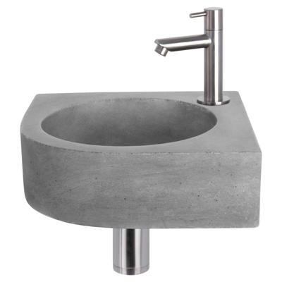 Differnz Cleo fonteinset beton donkergrijs - kraan recht - 31.5 x 31.5 x 10 cm - mat chroom