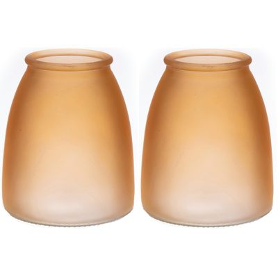 Bloemenvaas - 2x - bruin - mat glas - D13 x H15 cm
