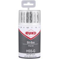 RUKO 214225 HSS-G Metaal-spiraalboorset 19-delig DIN 338 Cilinderschacht 1 set(s)