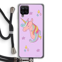 Roze eenhoorn: Samsung Galaxy A12 Transparant Hoesje met koord