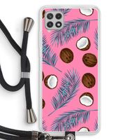 Kokosnoot roze: Samsung Galaxy A22 4G Transparant Hoesje met koord