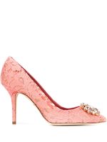 Dolce & Gabbana escarpins Lace Rainbow 90 mm à détailm de broche - Rose