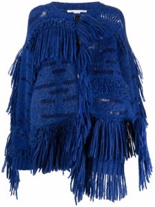 Stella McCartney pull oversize à franges - Bleu