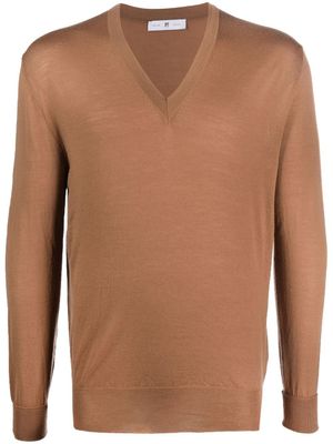 PT Torino pull en maille à col v - Marron